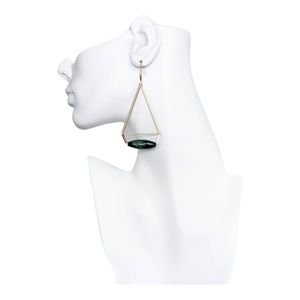 Geometric Jade and Brass Earrings